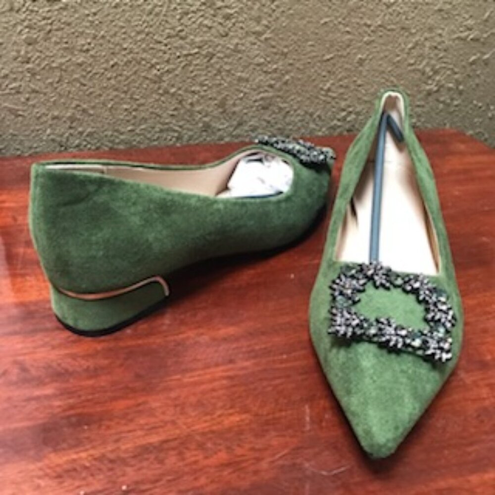Faux Sage Color Beautiful low heel shoes Brand new